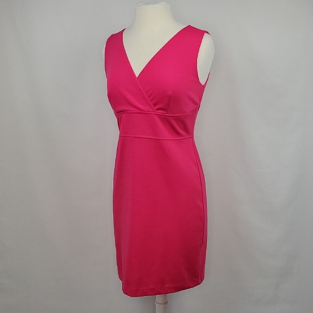 Ann Taylor Ponte Knit V- Neck Sleeveless Dress Fuchsia Size 6P